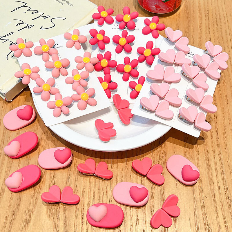 [Set de 5 piese] Nouă modă Roz Dulce Dulce Acul de păr Fetiță Păr rupt Agrafă mică Barete laterale Accesorii pentru păr Cochiră