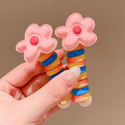 2 buc benzi elastice de cauciuc pentru fete pentru copii, sârmă de telefon, legături de păr, spirală, curele de păr, frânghie, coadă de cal, accesorii de păr