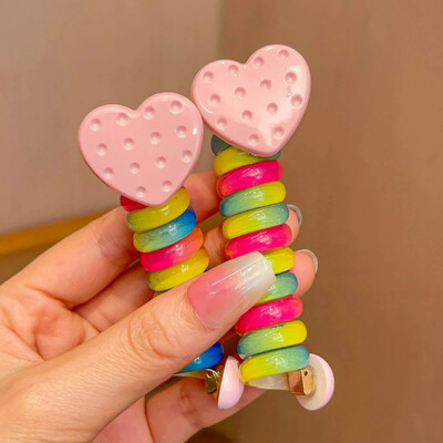 2 buc benzi elastice de cauciuc pentru fete pentru copii, sârmă de telefon, legături de păr, spirală, curele de păr, frânghie, coadă de cal, accesorii de păr