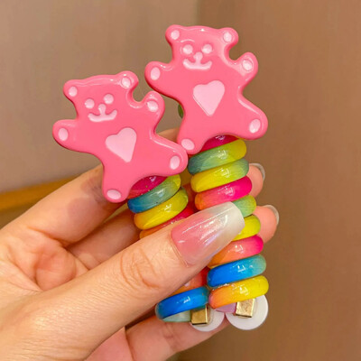 2 buc benzi elastice de cauciuc pentru fete pentru copii, sârmă de telefon, legături de păr, spirală, curele de păr, frânghie, coadă de cal, accesorii de păr