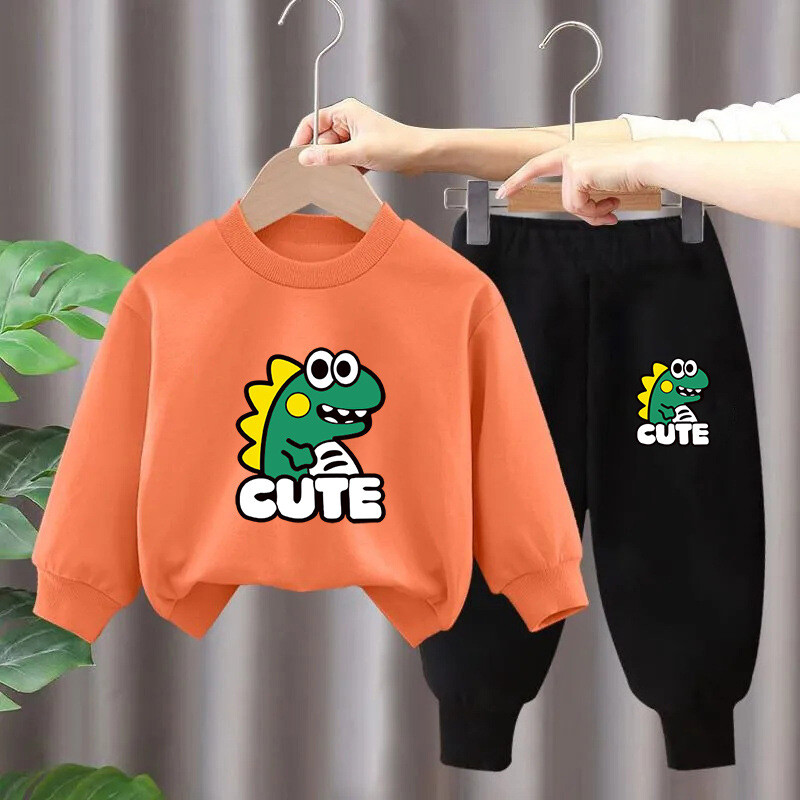 Madingi rudeniniai kostiumėliai berniukams, madingi 2023 m. nauji vaikiški rudeniniai mergaičių pavasariniai ir rudeniniai sportiniai megztiniai dviejų dalių