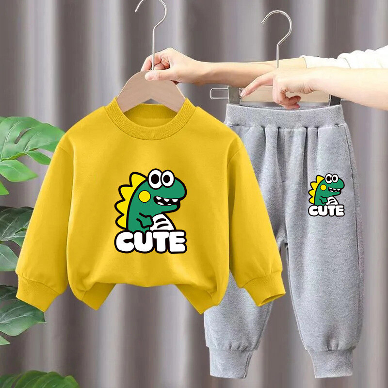 Madingi rudeniniai kostiumėliai berniukams, madingi 2023 m. nauji vaikiški rudeniniai mergaičių pavasariniai ir rudeniniai sportiniai megztiniai dviejų dalių