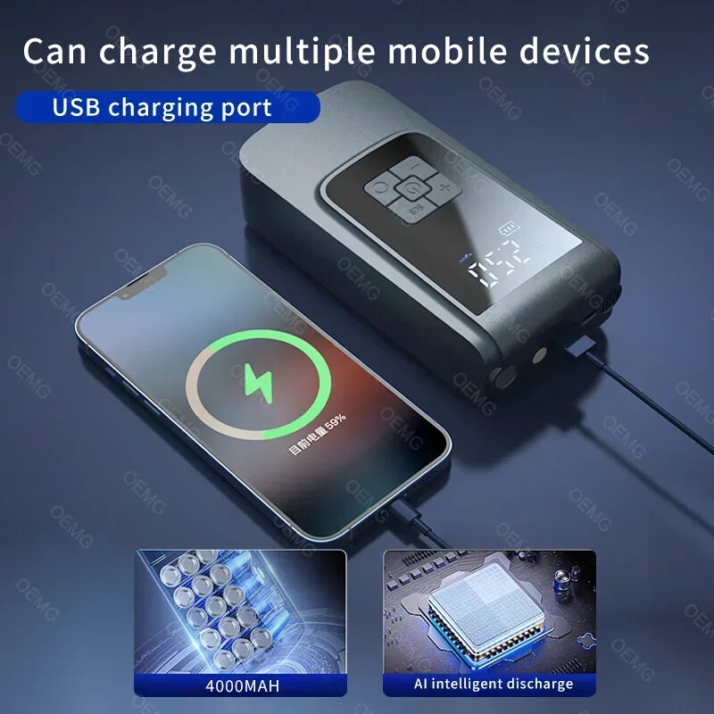 Bežična automobilska zračna pumpa Prijenosni zračni kompresor Električna pumpa za napuhavanje guma s LCD digitalnim zaslonom za automobile Motocikli Lopta za bicikl