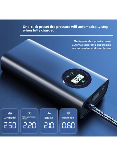 Afișaj digital Pompă de aer pentru mașină Pompă de aer pentru mașină Vehicul electric fără fir Portabil Umplere anvelope Pompă de aer universală multifuncțională