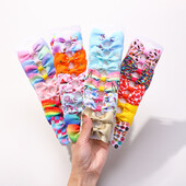 10KOM Rainbow Print Hair Hair Hairs Clip za Djevojčice Ručno izrađene butične kopče za kosu Pokrivala za glavu za djevojčice Dodaci za kosu Veleprodaja