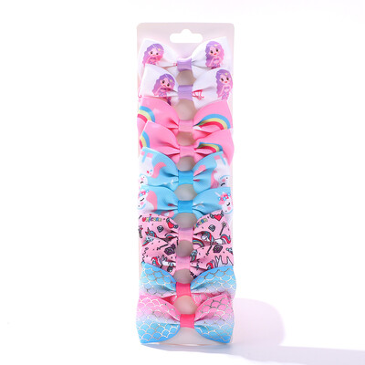 10KOM Rainbow Print Hair Hair Hairs Clip za Djevojčice Ručno izrađene butične kopče za kosu Pokrivala za glavu za djevojčice Dodaci za kosu Veleprodaja