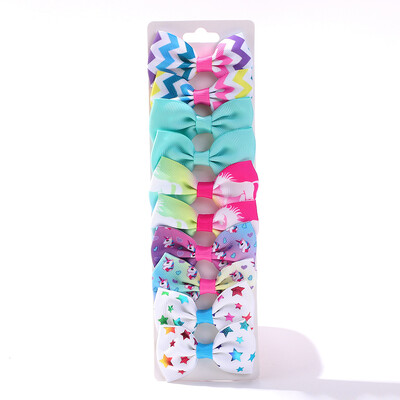 10KOM Rainbow Print Hair Hair Hairs Clip za Djevojčice Ručno izrađene butične kopče za kosu Pokrivala za glavu za djevojčice Dodaci za kosu Veleprodaja