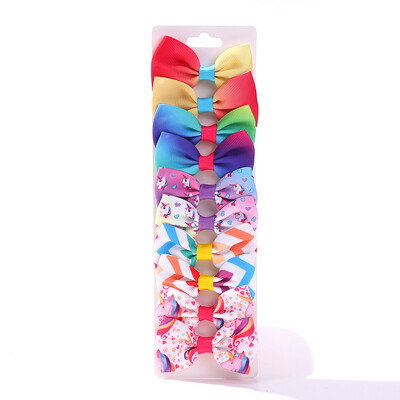 10KOM Rainbow Print Hair Hair Hairs Clip za Djevojčice Ručno izrađene butične kopče za kosu Pokrivala za glavu za djevojčice Dodaci za kosu Veleprodaja