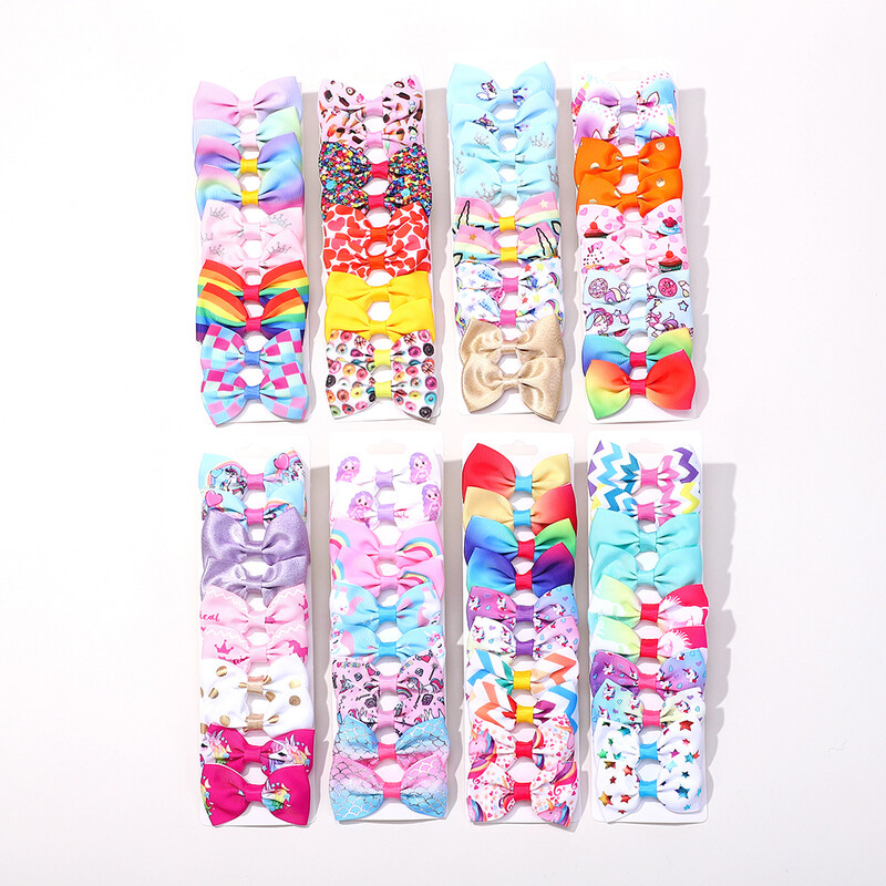 10KOM Rainbow Print Hair Hair Hairs Clip za Djevojčice Ručno izrađene butične kopče za kosu Pokrivala za glavu za djevojčice Dodaci za kosu Veleprodaja