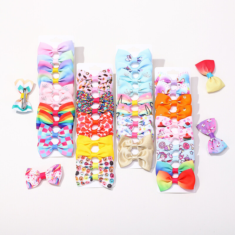 10KOM Rainbow Print Hair Hair Hairs Clip za Djevojčice Ručno izrađene butične kopče za kosu Pokrivala za glavu za djevojčice Dodaci za kosu Veleprodaja