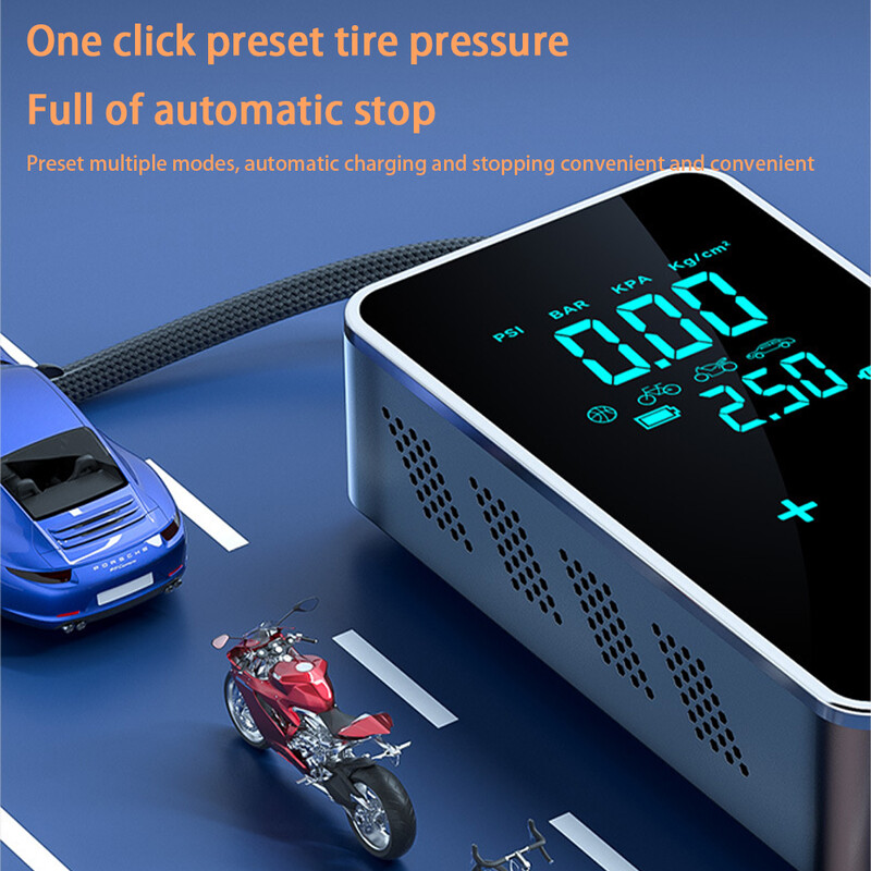Ručni zaslon osjetljiv na dodir s LED osvjetljenjem, bežična pumpa za napuhavanje automobila i pumpa, pogodna za automobile/motocikle/bicikle/lopte