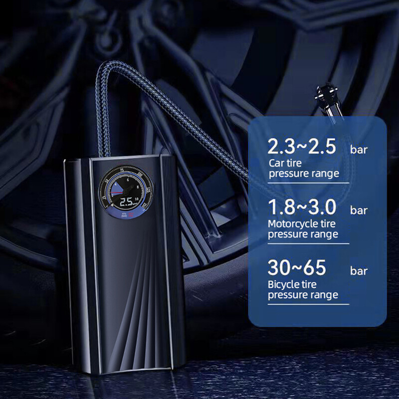 3000mAh automašīnas gaisa sūknis USB elektriskais gaisa kompresors pārnēsājams mini piepūšanas sūknis rokas digitālais displejs uzlādes sūkņa piederumi