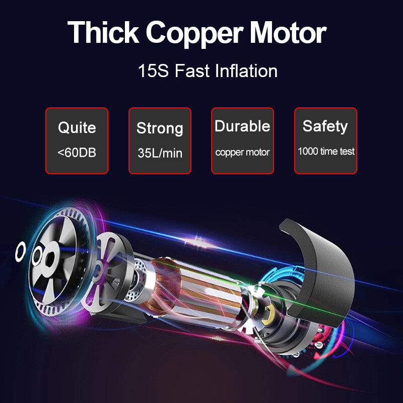 Pompă portabilă de umflare a anvelopelor 12V Pompă digitală portabilă pentru mașină Compresor electric de aer pentru mașină, bicicletă, bile pentru motociclete