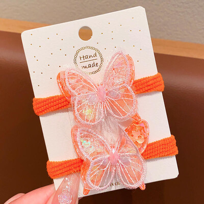 2 bucăți nou fluture cu paiete fete drăguțe legați o coadă de cal pentru copii benzi elastice pentru păr Accesorii pentru păr pentru copii cravate pentru păr pentru copii