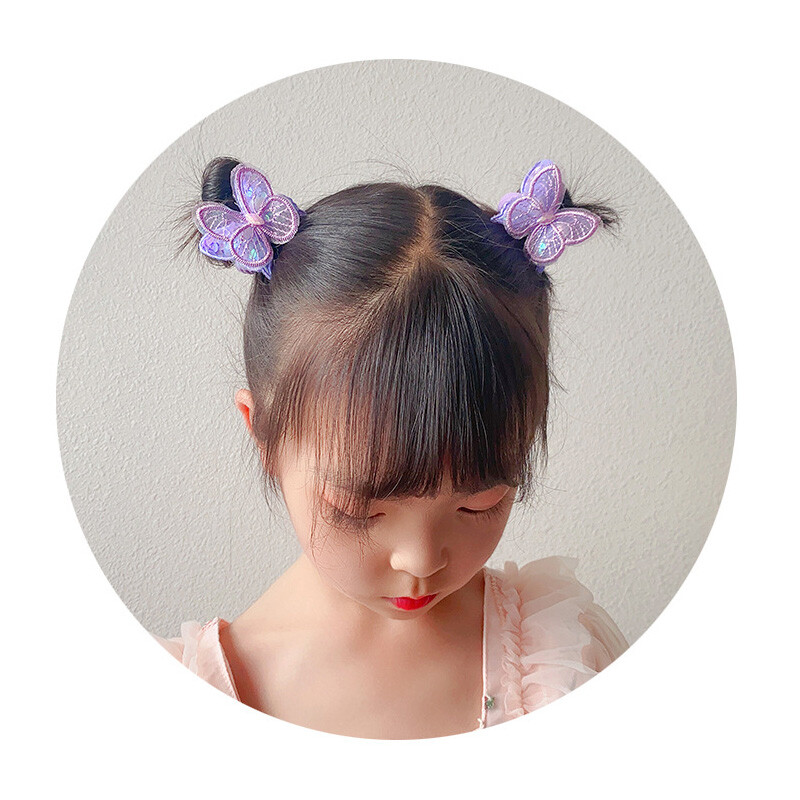 2 bucăți nou fluture cu paiete fete drăguțe legați o coadă de cal pentru copii benzi elastice pentru păr Accesorii pentru păr pentru copii cravate pentru păr pentru copii