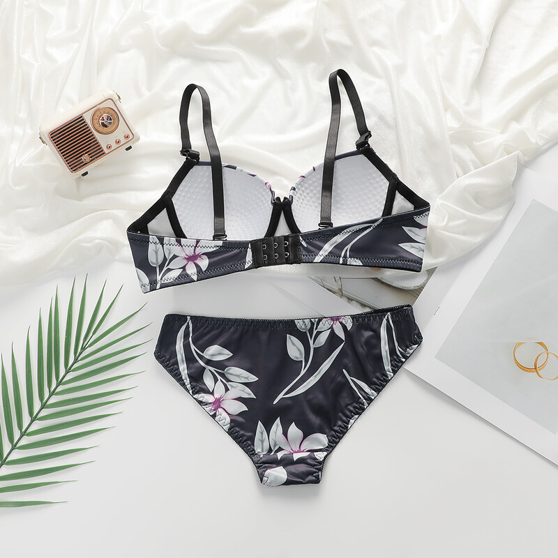 Viomisha Set seksi donjeg rublja za žene Push up grudnjak s lijepim printom i čeličnim prstenom Komplet grudnjaka za svakodnevno donje rublje S-XL