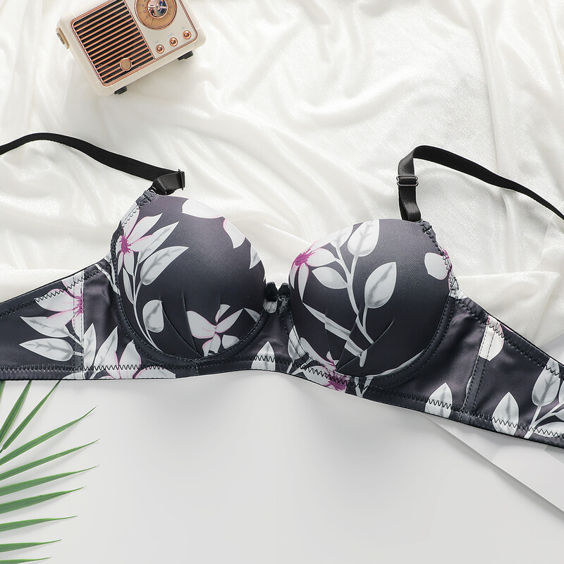 Viomisha Set seksi donjeg rublja za žene Push up grudnjak s lijepim printom i čeličnim prstenom Komplet grudnjaka za svakodnevno donje rublje S-XL