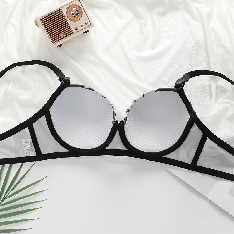 Viomisha Set seksi donjeg rublja za žene Push up grudnjak s lijepim printom i čeličnim prstenom Komplet grudnjaka za svakodnevno donje rublje S-XL