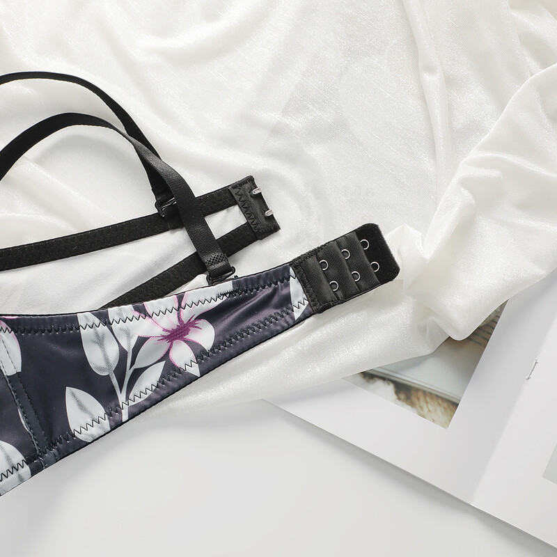 Viomisha Set seksi donjeg rublja za žene Push up grudnjak s lijepim printom i čeličnim prstenom Komplet grudnjaka za svakodnevno donje rublje S-XL