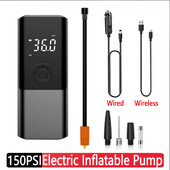 Pompă de aer cu fir/fără fir 1500mAh Afișaj LED Umflator anvelope auto 12V Pompă gonflabilă electrică Încărcare rapidă de mână pentru vehicul