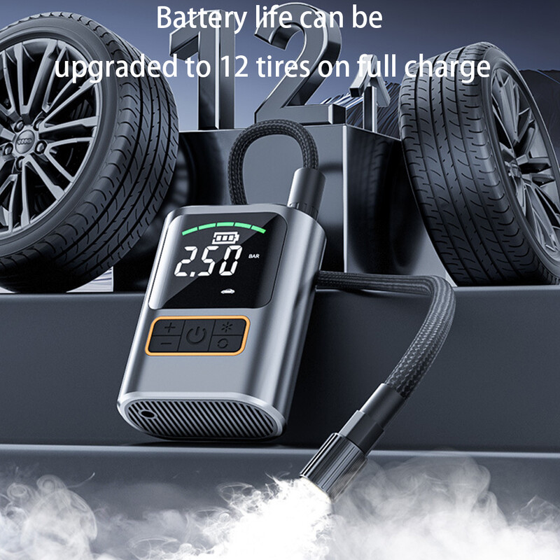 Pompă de aer electrică Pompă de umflare pentru motocicletă Detectare presiunii pentru anvelope de bicicletă Suflantă de aer pentru pneuri de mașină fără fir pentru uz exterior