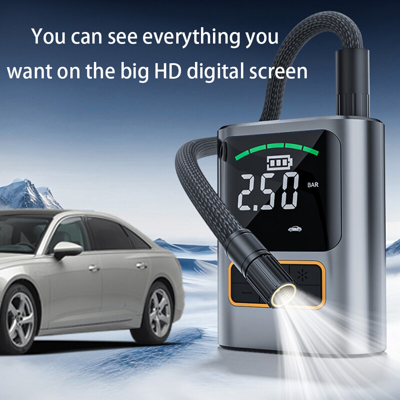 Pompă de aer electrică Pompă de umflare pentru motocicletă Detectare presiunii pentru anvelope de bicicletă Suflantă de aer pentru pneuri de mașină fără fir pentru uz exterior