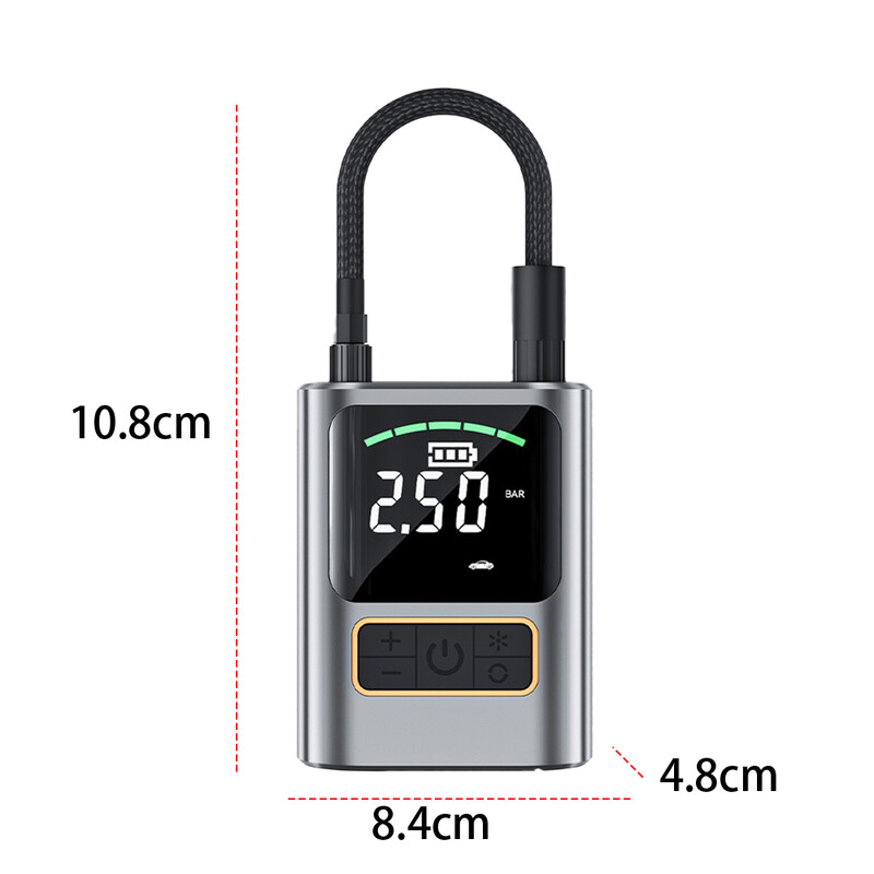 Pompă de aer electrică Pompă de umflare pentru motocicletă Detectare presiunii pentru anvelope de bicicletă Suflantă de aer pentru pneuri de mașină fără fir pentru uz exterior