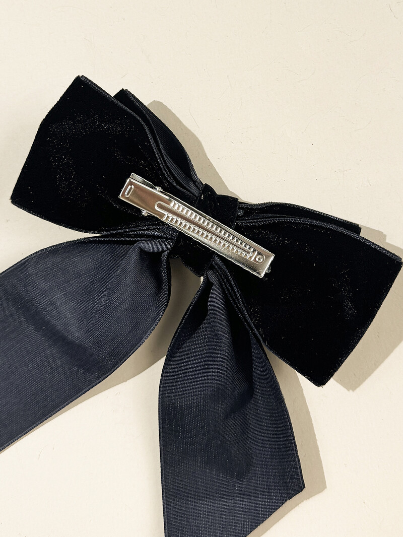 Agrafă de păr elegantă cu fundă din catifea retro, temperament feminin, senzație high-end, accesoriu de păr cu clemă de sus