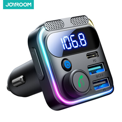 JOYROOM Transmițător FM Bluetooth 5.3 pentru mașină 48W PD&QC3.0 Adaptor încărcător auto Bluetooth și disc U, microfon dublu, apeluri hands-free