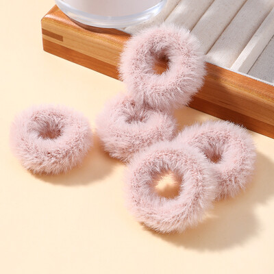 5 buc/pungă Mini inel de păr colorat de pluș pentru fete Inel pentru intestinul gras pentru bebeluși drăguț cap păros frânghie banda de cauciuc cu blană Accesorii pentru păr