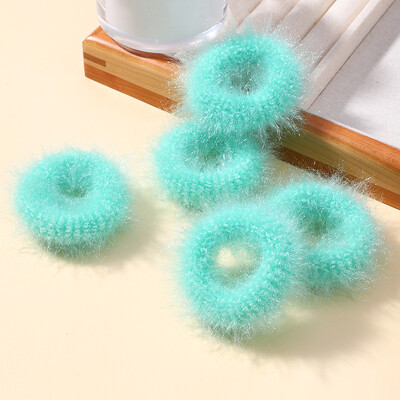 5 buc/pungă Mini inel de păr colorat de pluș pentru fete Inel pentru intestinul gras pentru bebeluși drăguț cap păros frânghie banda de cauciuc cu blană Accesorii pentru păr