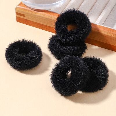 5 buc/pungă Mini inel de păr colorat de pluș pentru fete Inel pentru intestinul gras pentru bebeluși drăguț cap păros frânghie banda de cauciuc cu blană Accesorii pentru păr