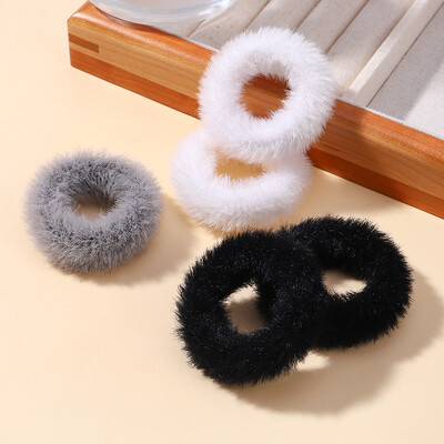 5 buc/pungă Mini inel de păr colorat de pluș pentru fete Inel pentru intestinul gras pentru bebeluși drăguț cap păros frânghie banda de cauciuc cu blană Accesorii pentru păr