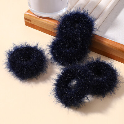 5 buc/pungă Mini inel de păr colorat de pluș pentru fete Inel pentru intestinul gras pentru bebeluși drăguț cap păros frânghie banda de cauciuc cu blană Accesorii pentru păr