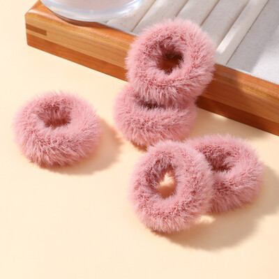 5 buc/pungă Mini inel de păr colorat de pluș pentru fete Inel pentru intestinul gras pentru bebeluși drăguț cap păros frânghie banda de cauciuc cu blană Accesorii pentru păr