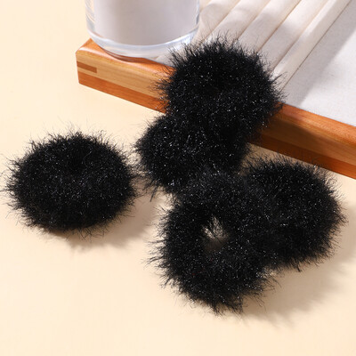 5 buc/pungă Mini inel de păr colorat de pluș pentru fete Inel pentru intestinul gras pentru bebeluși drăguț cap păros frânghie banda de cauciuc cu blană Accesorii pentru păr