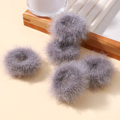 5 buc/pungă Mini inel de păr colorat de pluș pentru fete Inel pentru intestinul gras pentru bebeluși drăguț cap păros frânghie banda de cauciuc cu blană Accesorii pentru păr