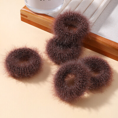 5 buc/pungă Mini inel de păr colorat de pluș pentru fete Inel pentru intestinul gras pentru bebeluși drăguț cap păros frânghie banda de cauciuc cu blană Accesorii pentru păr