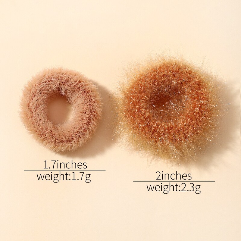 5 buc/pungă Mini inel de păr colorat de pluș pentru fete Inel pentru intestinul gras pentru bebeluși drăguț cap păros frânghie banda de cauciuc cu blană Accesorii pentru păr
