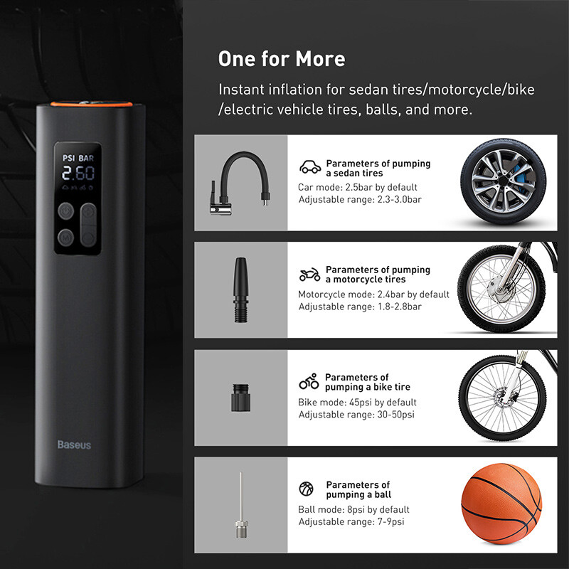 Baseus mini automobilski zračni kompresor 12V 150PSI prijenosni uređaj za napuhavanje automobilskih guma pametna digitalna pumpa za napuhavanje za automobile, bicikle, čamce, zračna pumpa