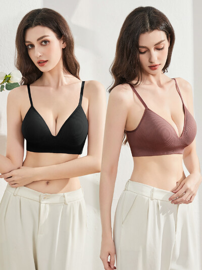 Lenjerie de damă sexy fără inele de oțel sutien cu adunare confortabil și respirabil pentru a satisface nevoile zilnice 2 piese