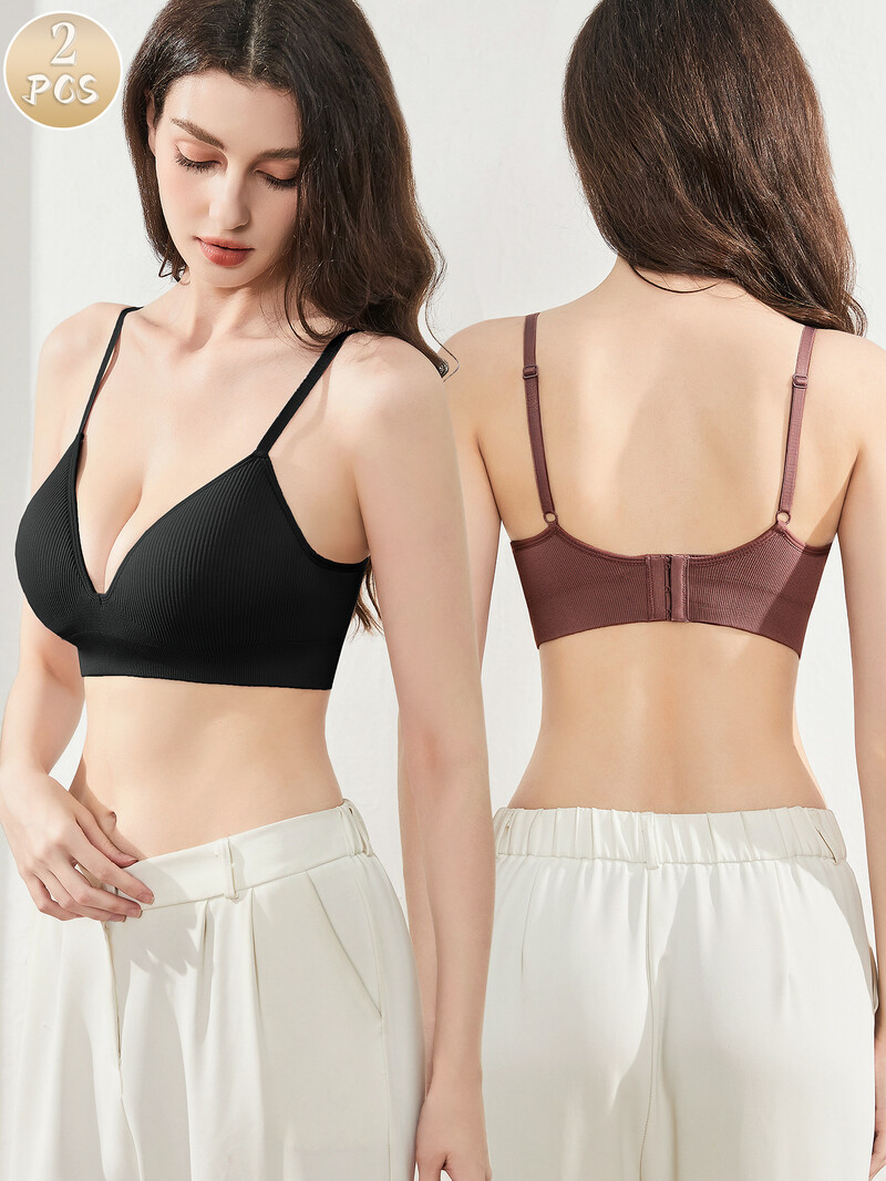 Lenjerie de damă sexy fără inele de oțel sutien cu adunare confortabil și respirabil pentru a satisface nevoile zilnice 2 piese