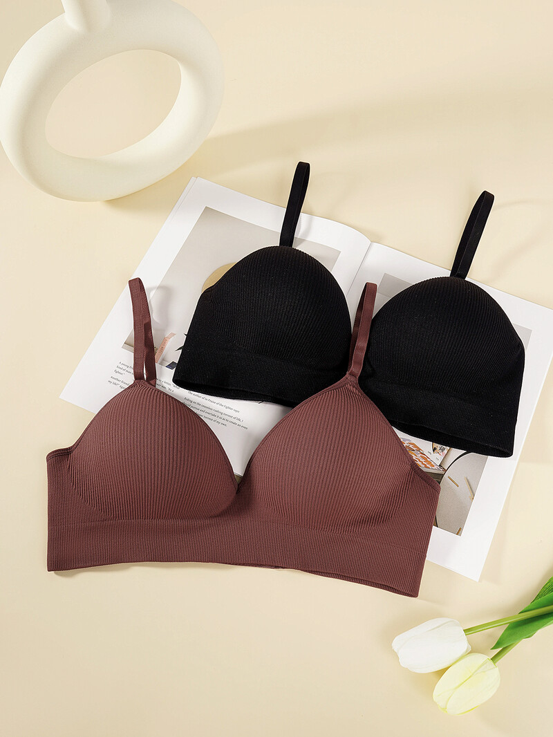 Lenjerie de damă sexy fără inele de oțel sutien cu adunare confortabil și respirabil pentru a satisface nevoile zilnice 2 piese