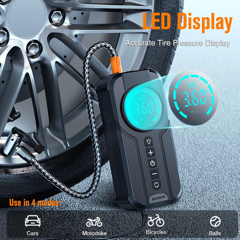 BUVAYE 150PSI žičana zračna pumpa Digitalna pumpa za napuhavanje guma Automobilski zračni kompresor s 3M kabelom za napajanje Nema potrebe za baterijom DC12V napajanje