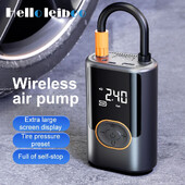 LEIBOO Mini mașină portabilă umflator de anvelope fără fir Pompă de aer reîncărcabilă cu funcție de încărcare ＆lumină LED Senzor de presiune în anvelope AI