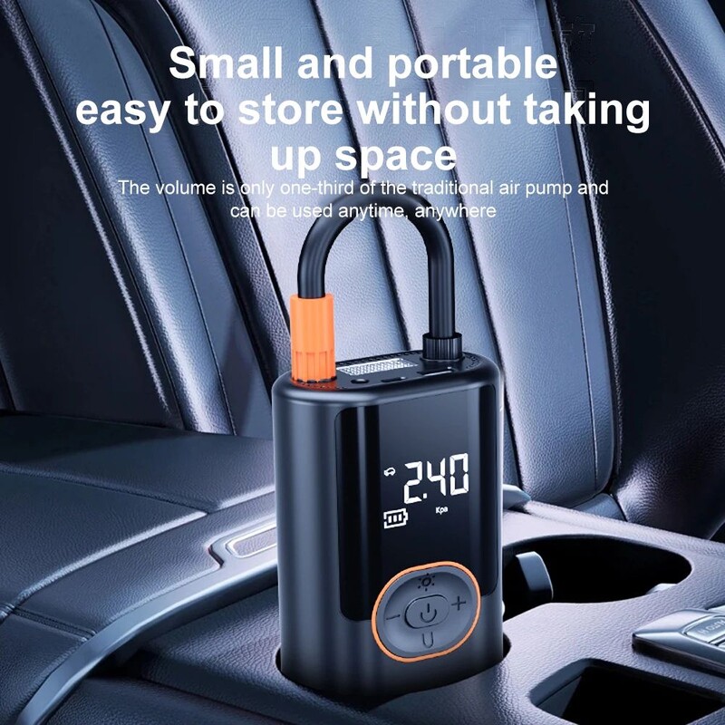 LEIBOO Mini mașină portabilă umflator de anvelope fără fir Pompă de aer reîncărcabilă cu funcție de încărcare ＆lumină LED Senzor de presiune în anvelope AI