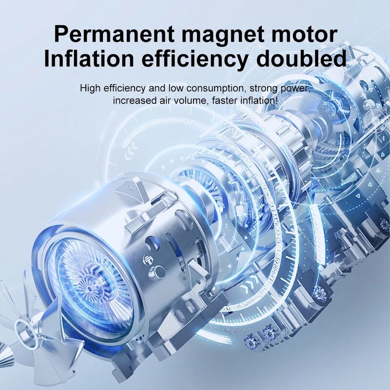 LEIBOO Mini mașină portabilă umflator de anvelope fără fir Pompă de aer reîncărcabilă cu funcție de încărcare ＆lumină LED Senzor de presiune în anvelope AI