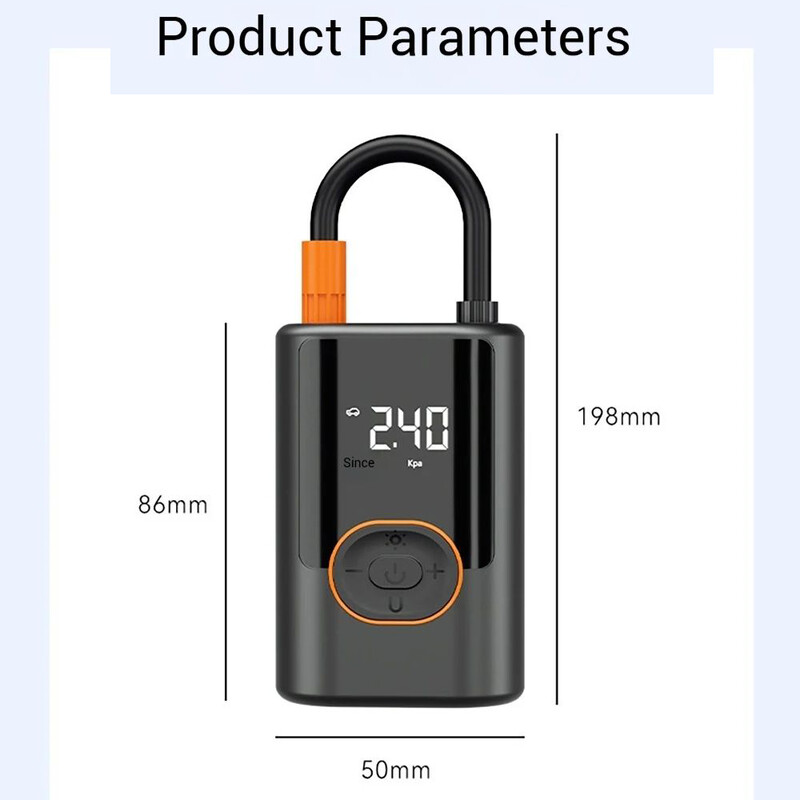 LEIBOO Mini mașină portabilă umflator de anvelope fără fir Pompă de aer reîncărcabilă cu funcție de încărcare ＆lumină LED Senzor de presiune în anvelope AI