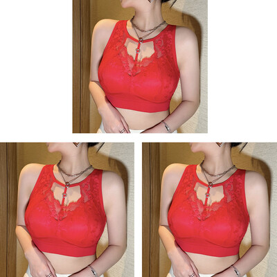 Čipkasti seksi grudnjak bez čeličnog prstena od 3 komada, udoban grudnjak s punom košaricom, grudnjak s prslukom, veliki grudnjak s jednim naborom, donje rublje protiv opuštanja