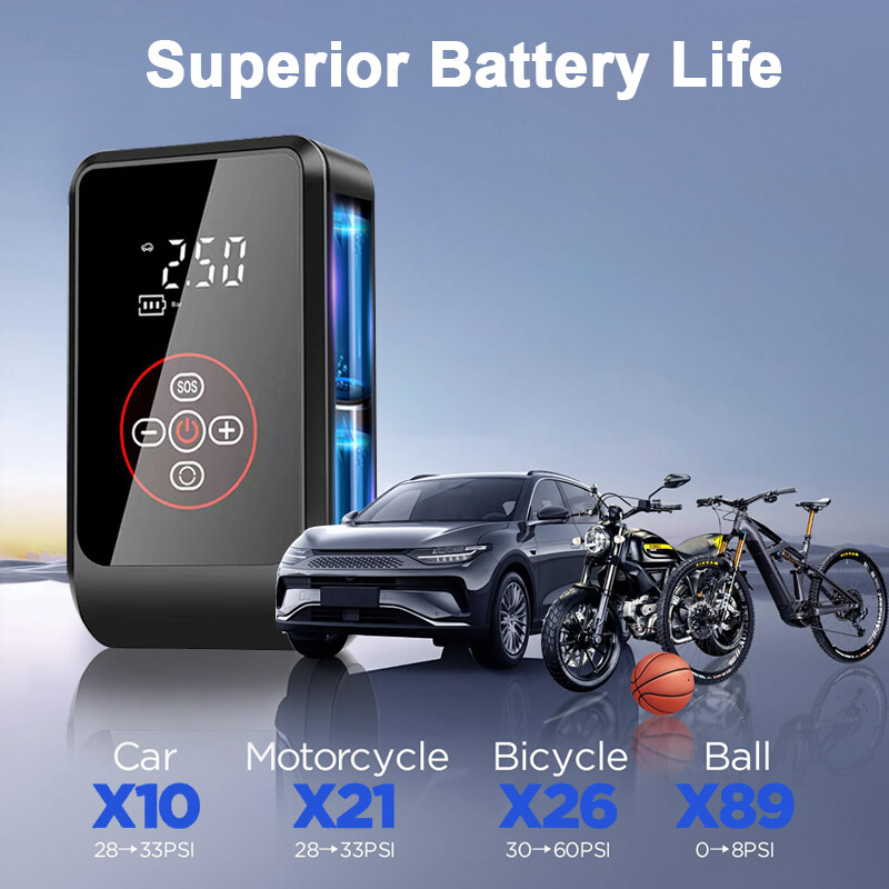 EAFC Portable150PSI Pompă de umflare pentru mașină Pompă de aer pentru vehicule electrice Pompă digitală mică de umflare a anvelopei Afișaj digital pentru vehicule